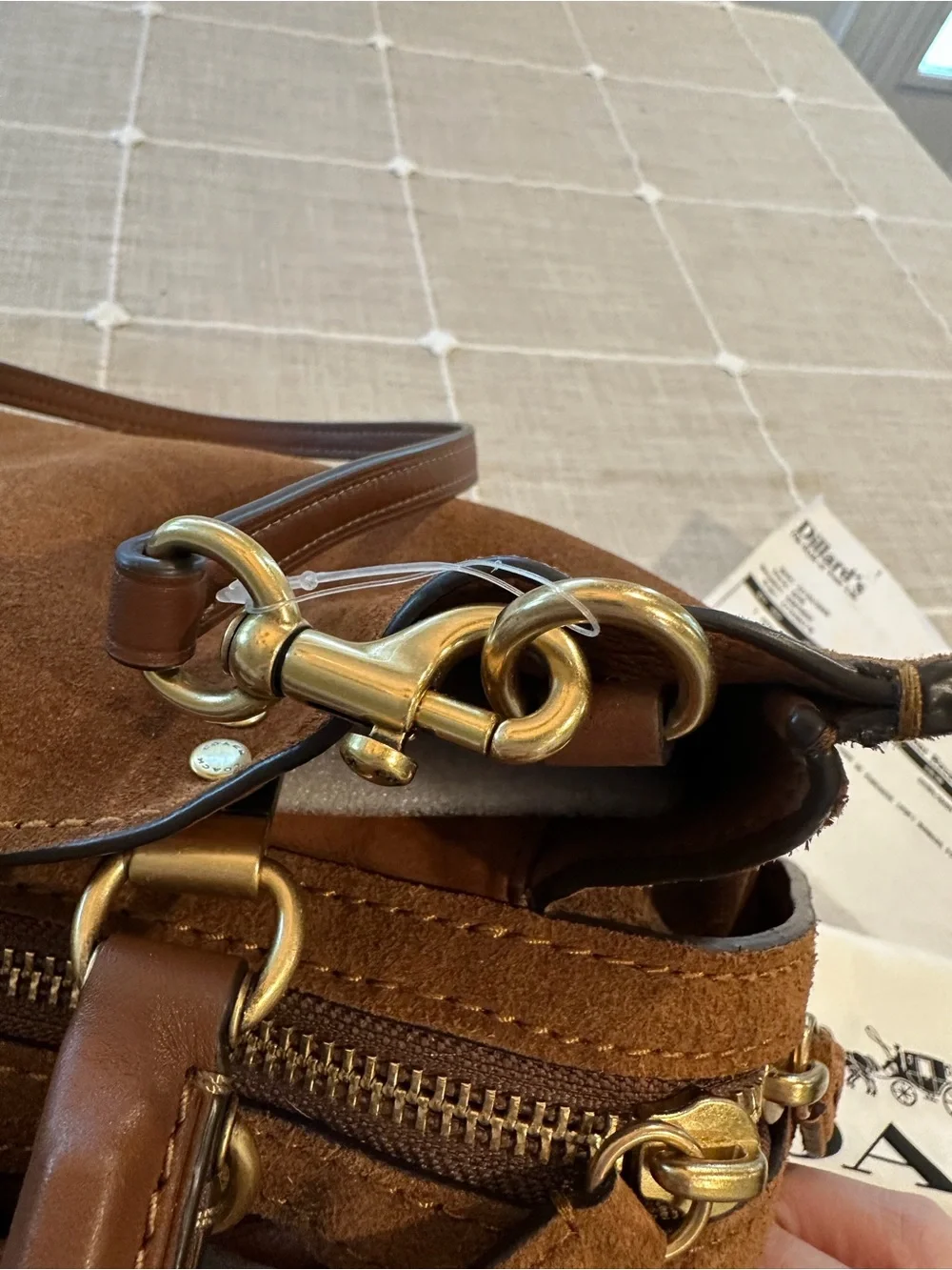 100% Coach Rogue Bag 31 Suede Leather Warm Brown Mint Condition Receipt - Picture 10 of 16